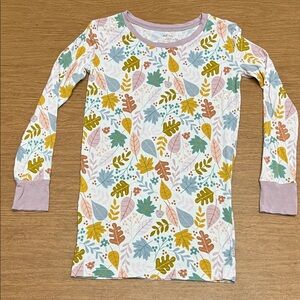 Little Sleepies kids pajama top dusty mauve fall leaves size 9/10